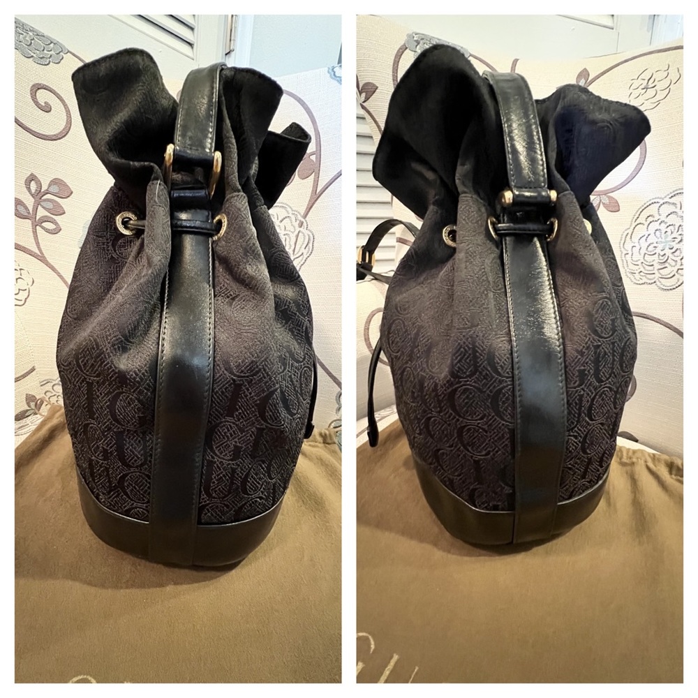 Gucci medium black leather tapestry bucket elegant shoulder bag/RARE - Picture 13 of 15